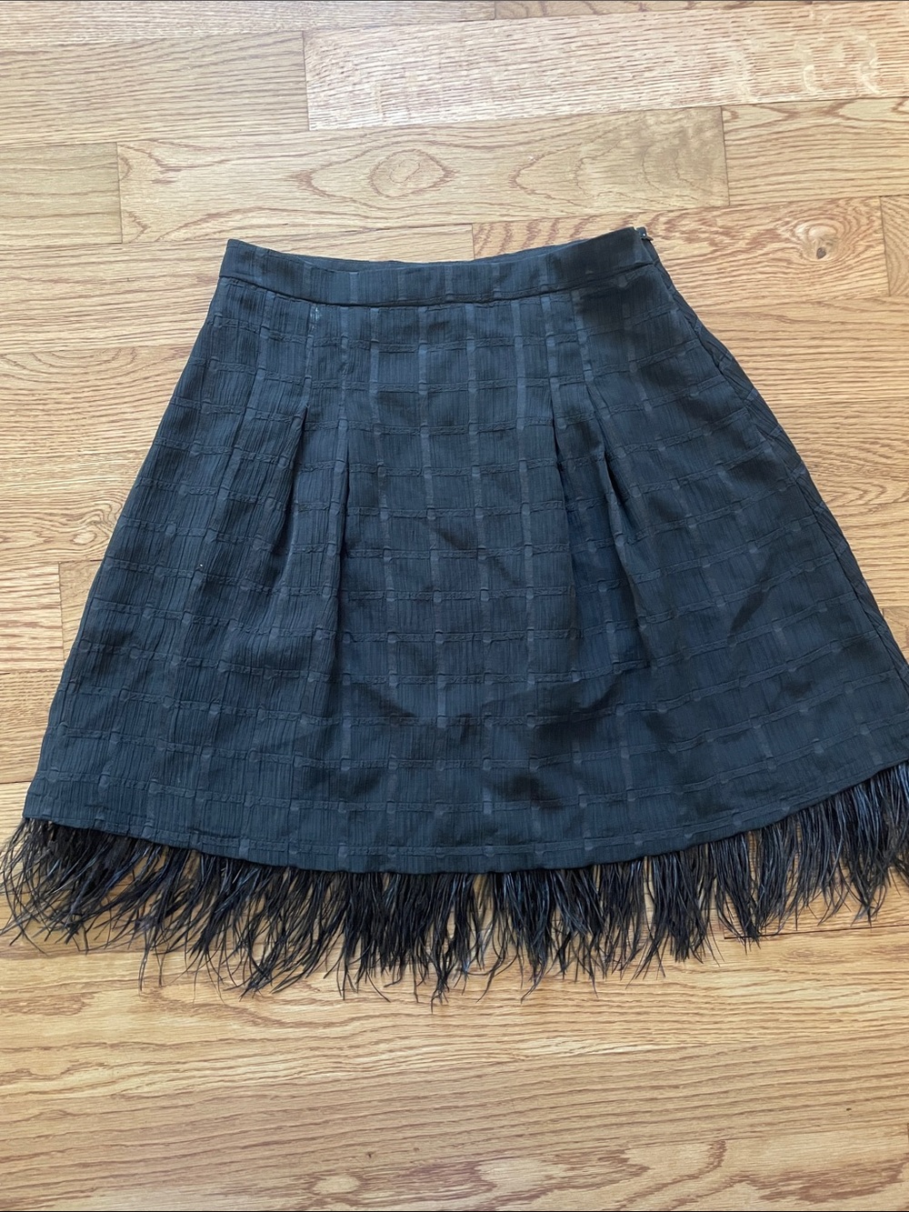Endless Rose Black A-Line Feather Hem Skirt